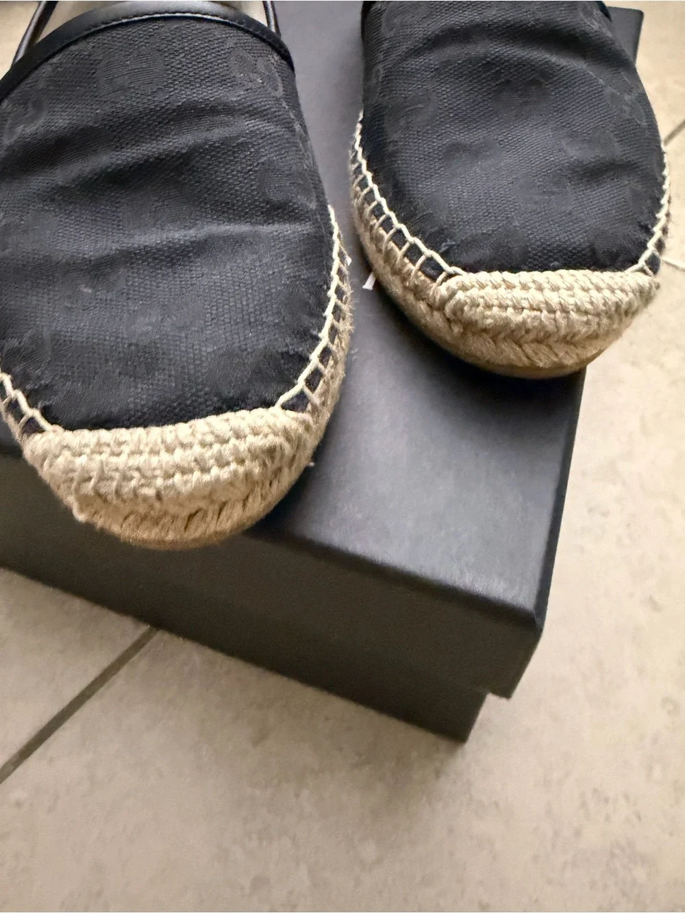 Gucci Black GG Canvas Espadrille Slip-On Loafers - Picture 4 of 8
